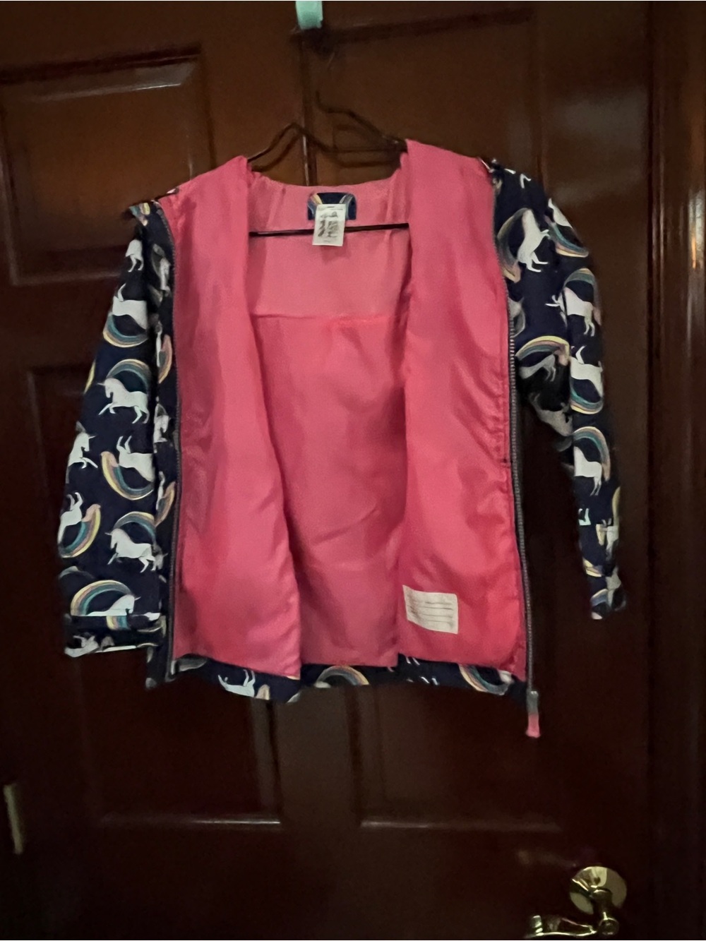 Carter's Navy Unicorn Raincoat with Pink Lining